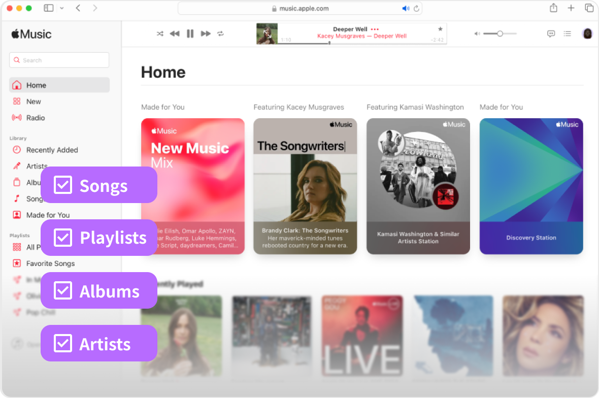 Versatile Spotify Music Downloader for <span class="text-[#3E58FD] not-italic normal-case">Music, Playlists, Albums and Podcasts</span>
